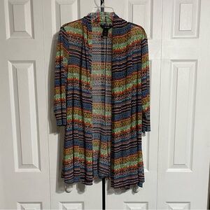 Ali Miles lightweight colorful mesh open cardigan size LARGE